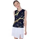 Marble Black, Kiss, Gold, Pretty Women s Sleeveless Sports Top