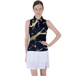 Marble Black, Kiss, Gold, Pretty Women s Sleeveless Polo T-Shirt