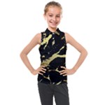 Marble Black, Kiss, Gold, Pretty Kids  Sleeveless Polo T-Shirt