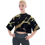 Marble Black, Kiss, Gold, Pretty Mock Neck T-Shirt