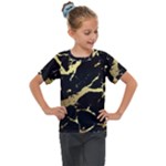 Marble Black, Kiss, Gold, Pretty Kids  Mesh Piece T-Shirt