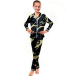 Marble Black, Kiss, Gold, Pretty Kids  Satin Long Sleeve Pajamas Set