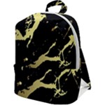 Marble Black, Kiss, Gold, Pretty Zip Up Backpack