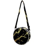 Marble Black, Kiss, Gold, Pretty Crossbody Circle Bag