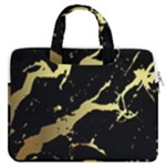 Marble Black, Kiss, Gold, Pretty MacBook Pro 15  Double Pocket Laptop Bag 