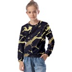 Marble Black, Kiss, Gold, Pretty Kids  Long Sleeve T-Shirt with Frill 