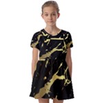 Marble Black, Kiss, Gold, Pretty Kids  Short Sleeve Pinafore Style Dress