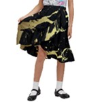 Marble Black, Kiss, Gold, Pretty Kids  Ruffle Flared Wrap Midi Skirt