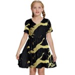 Marble Black, Kiss, Gold, Pretty Kids  Short Sleeve Tiered Mini Dress