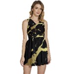 Marble Black, Kiss, Gold, Pretty Sleeveless High Waist Mini Dress