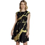 Marble Black, Kiss, Gold, Pretty Cap Sleeve High Waist Dress