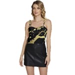 Marble Black, Kiss, Gold, Pretty Flowy Camisole Tie Up Top