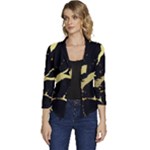 Marble Black, Kiss, Gold, Pretty Women s Casual 3/4 Sleeve Spring Jacket