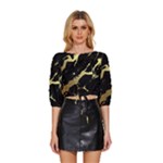 Marble Black, Kiss, Gold, Pretty Mid Sleeve Drawstring Hem Top