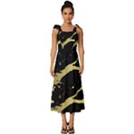 Marble Black, Kiss, Gold, Pretty Tie-Strap Tiered Midi Chiffon Dress