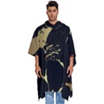 Marble Black, Kiss, Gold, Pretty Men s Hooded Rain Ponchos