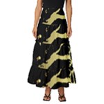 Marble Black, Kiss, Gold, Pretty Tiered Ruffle Maxi Skirt