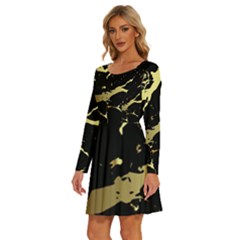 Long Sleeve Wide Neck Velvet Dress 