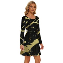 Long Sleeve Wide Neck Velvet Dress 