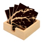 Marble Black, Kiss, Gold, Pretty Bamboo Coaster Set