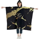 Marble Black, Kiss, Gold, Pretty Women s Hooded Rain Ponchos