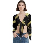 Marble Black, Kiss, Gold, Pretty Trumpet Sleeve Cropped Top