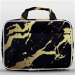 Marble Black, Kiss, Gold, Pretty Travel Toiletry Bag With Hanging Hook