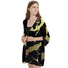 Open Front 3/4 Sleeve Batwing Chiffon Cardigan Kimono 