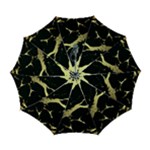 Marble Black, Kiss, Gold, Pretty Automatic Folding Umbrella with Case (Large)