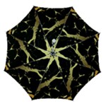 Marble Black, Kiss, Gold, Pretty Automatic Folding Umbrella with Case (Medium)