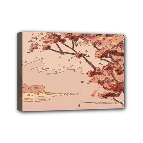 Pastel Nature , Art, Blue, Cute, Nature, Pink Mini Canvas 7  x 5  (Stretched) from ArtsNow.com