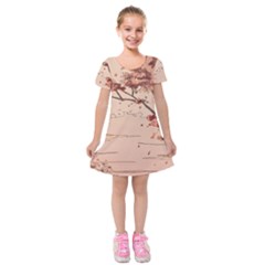 Pastel Nature , Art, Blue, Cute, Nature, Pink Kids  Short Sleeve Velvet Dress from ArtsNow.com