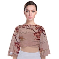 Tie Back Butterfly Sleeve Chiffon Top 