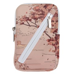 Pastel Nature , Art, Blue, Cute, Nature, Pink Belt Pouch Bag (Small) from ArtsNow.com