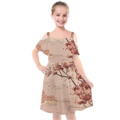 Kids  Cut Out Shoulders Chiffon Dress 