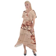 Cross Front Sharkbite Hem Maxi Dress 