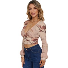 Long Sleeve Deep-V Velour Top 