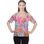 Marbling art Cutout Shoulder T-Shirt