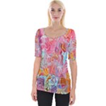 Marbling art Wide Neckline T-Shirt