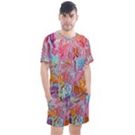 Marbling art Men s Mesh T-Shirt and Shorts Set