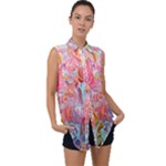 Marbling art Sleeveless Chiffon Button Shirt