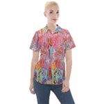 Marbling art Women s Short Sleeve Pocket Shirt