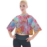 Marbling art Mock Neck T-Shirt