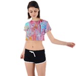 Marbling art Tie Back Short Sleeve Crop T-Shirt