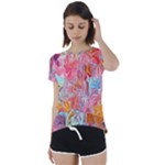 Marbling art Short Sleeve Open Back T-Shirt