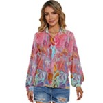 Marbling art Women s Long Sleeve Button Up Shirt