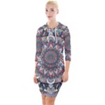 Pattern Nature Quarter Sleeve Hood Bodycon Dress