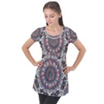 Pattern Nature Puff Sleeve Tunic Top