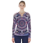 Pattern Nature V-Neck Long Sleeve Top