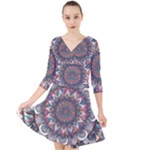 Pattern Nature Quarter Sleeve Front Wrap Dress